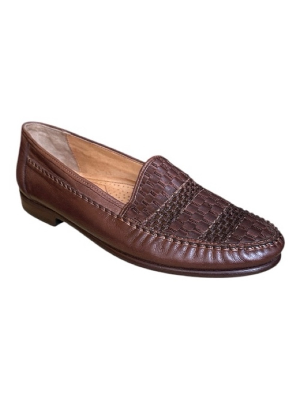 Bally Carmelo Men's Brown Leather Loafer Braided Woven Detail Size US 9.5